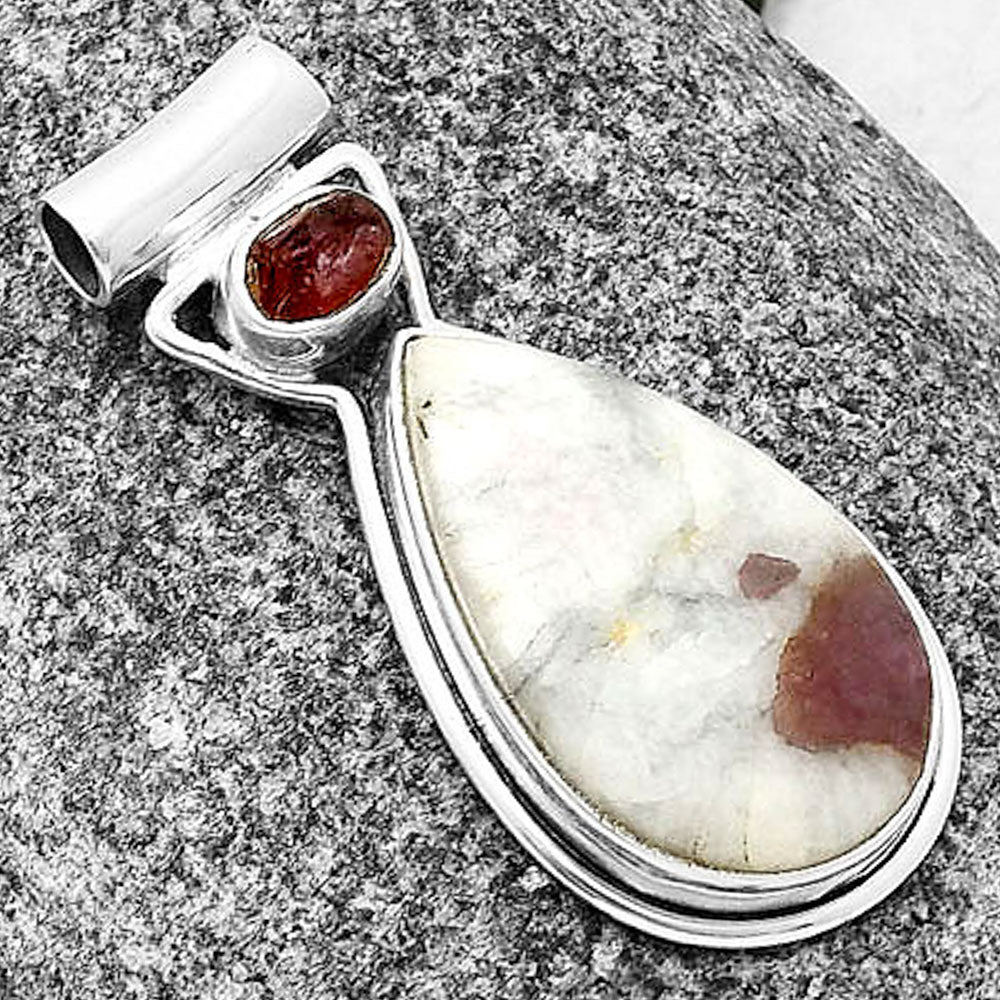 Pink Tourmaline in Quartz & Pink Tourmaline Rough Pendant P-1130 SDP140223