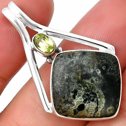 Natural Star Galaxy Jasper & Peridot Pendant P-1006 SDP140227