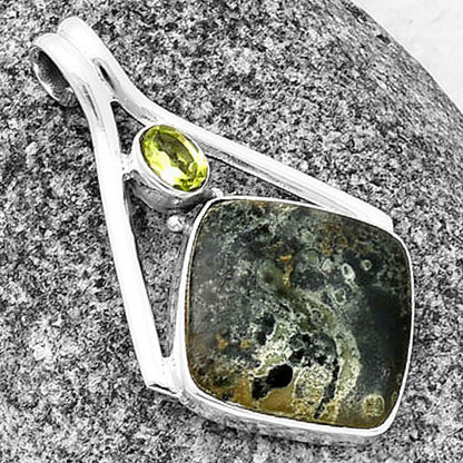 Natural Star Galaxy Jasper & Peridot Pendant P-1006 SDP140227