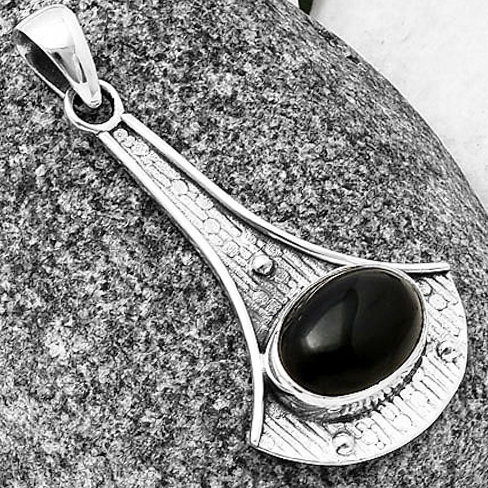 Natural Black Onyx - Brazil Pendant P-1195 SDP140249