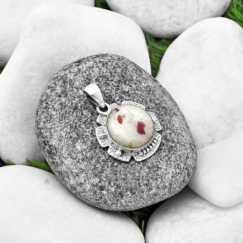 Natural Pink Tourmaline in Quartz Pendant P-1485 SDP140271