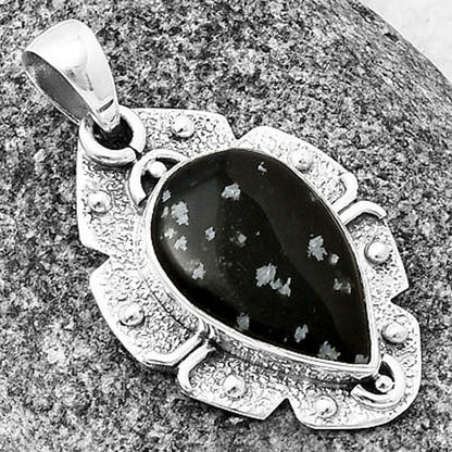 Natural Snow Flake Obsidian Pendant P-1390 SDP140304