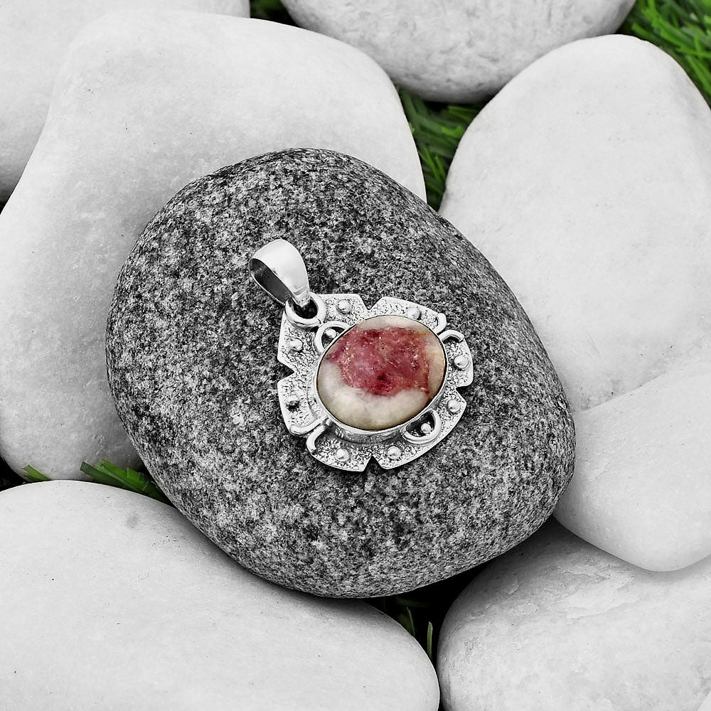 Natural Pink Tourmaline in Quartz Pendant P-1390 SDP140308