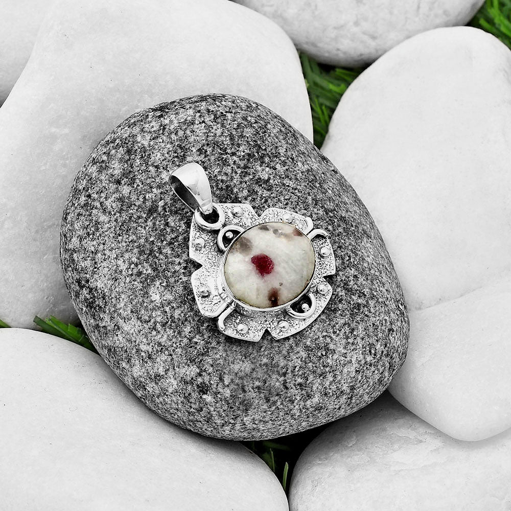 Natural Pink Tourmaline in Quartz Pendant P-1390 SDP140309