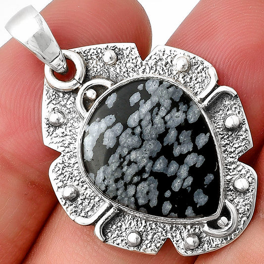 Natural Snow Flake Obsidian Pendant P-1390 SDP140328