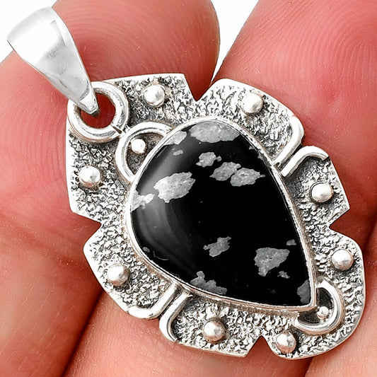 Natural Snow Flake Obsidian Pendant P-1390 SDP140329