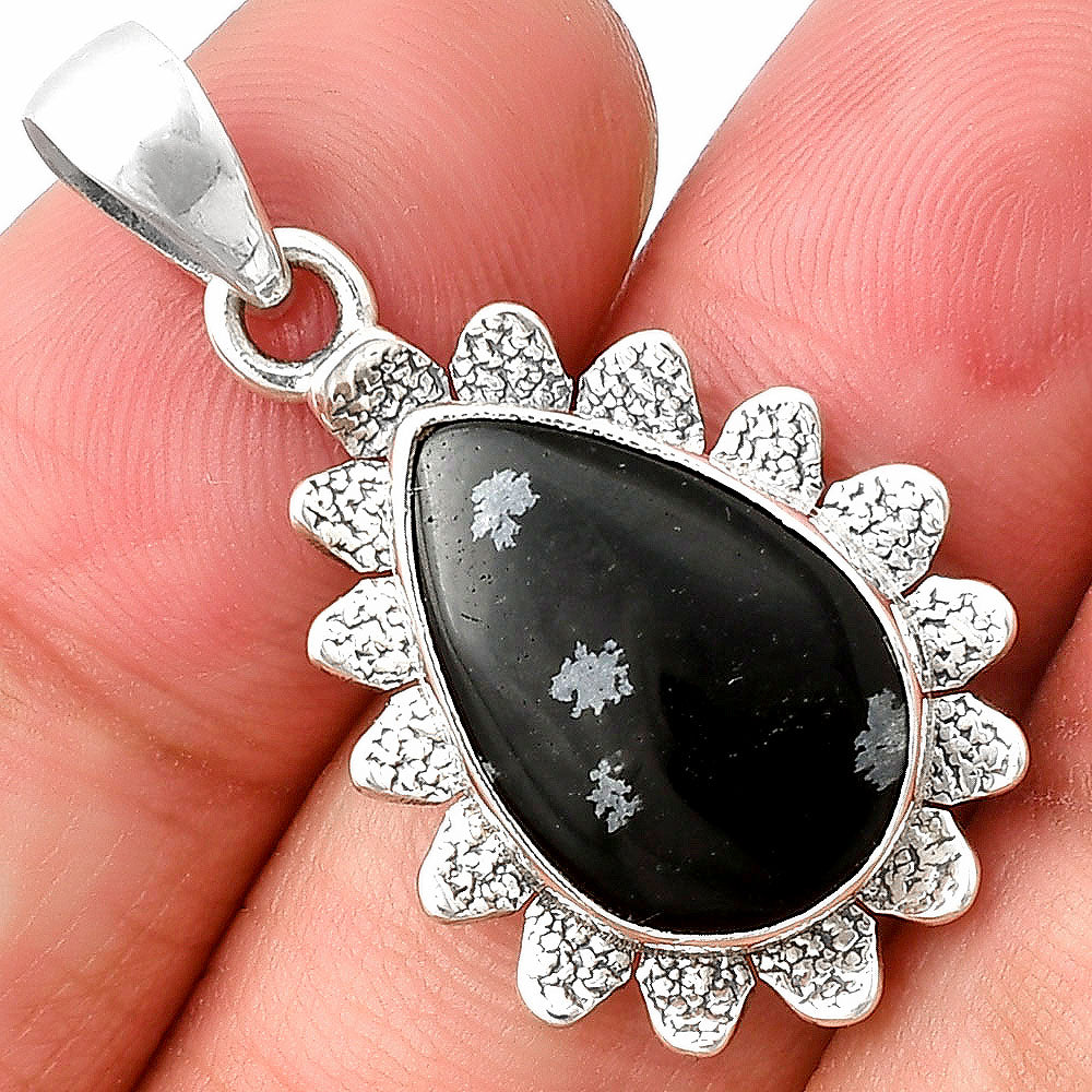 Natural Snow Flake Obsidian Pendant P-1205 SDP140367
