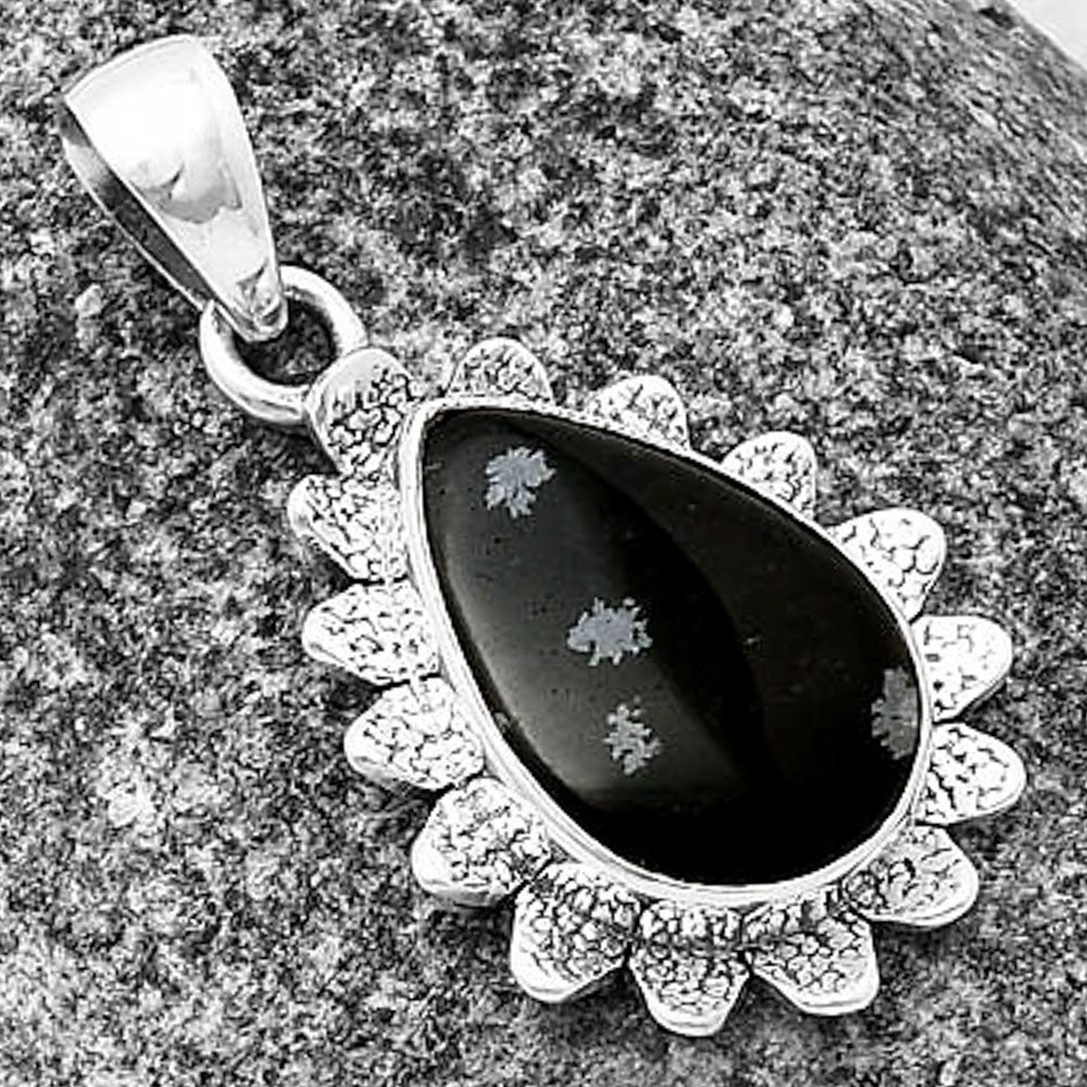 Natural Snow Flake Obsidian Pendant P-1205 SDP140367