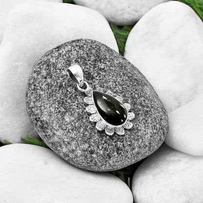 Natural Snow Flake Obsidian Pendant P-1205 SDP140379