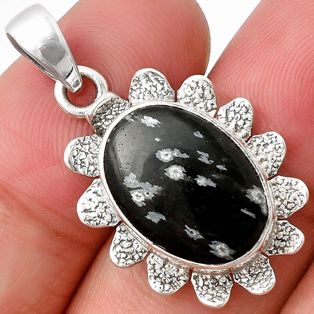 Natural Snow Flake Obsidian Pendant P-1205 SDP140384