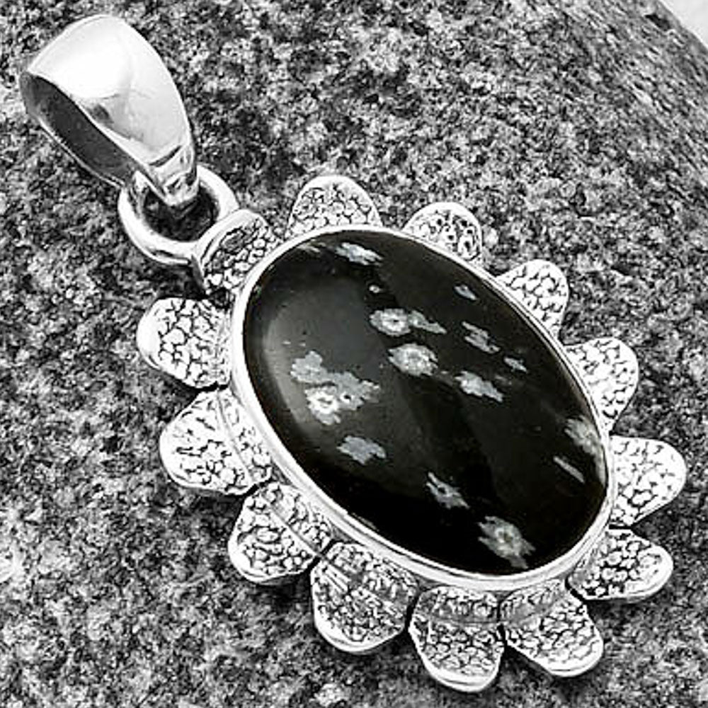 Natural Snow Flake Obsidian Pendant P-1205 SDP140384