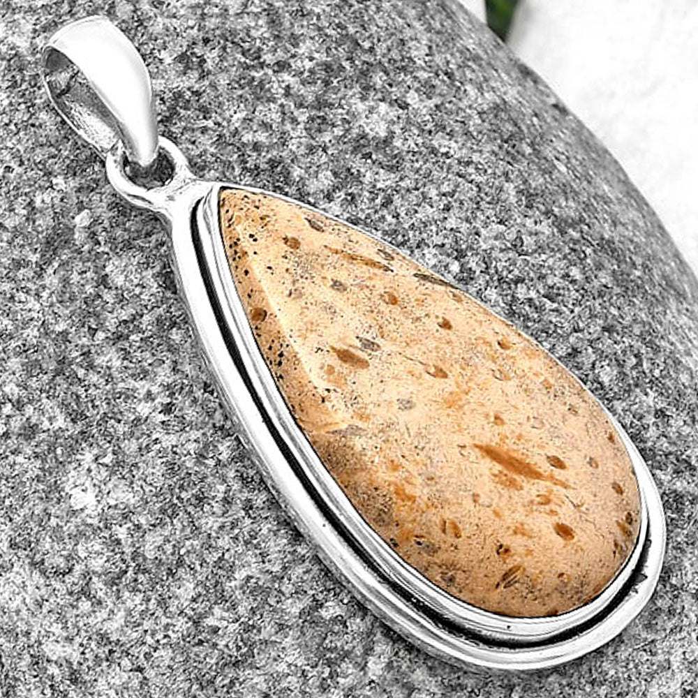 Natural Palm Root Fossil Agate Pendant P-1050 SDP140441