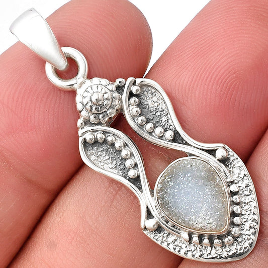 White Titanium Druzy Pendant P-1277 SDP140550