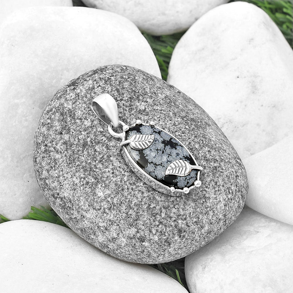 Natural Snow Flake Obsidian Pendant P-1226 SDP140581