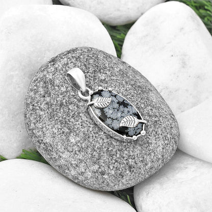 Natural Snow Flake Obsidian Pendant P-1226 SDP140581