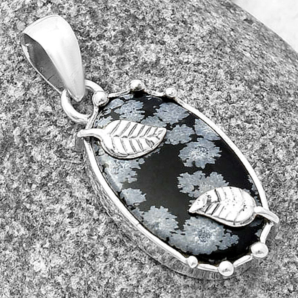 Natural Snow Flake Obsidian Pendant P-1226 SDP140586