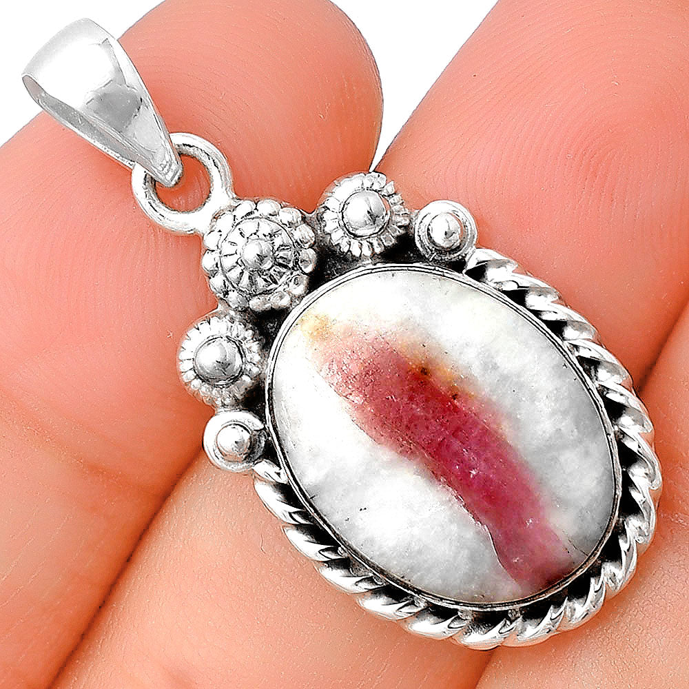 Natural Pink Tourmaline in Quartz Pendant P-1616 SDP140630