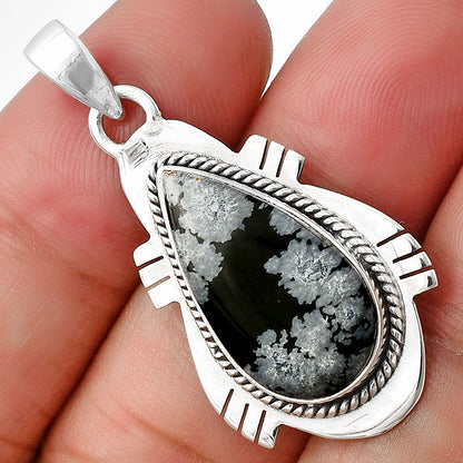 Natural Snow Flake Obsidian Pendant P-1463 SDP140644