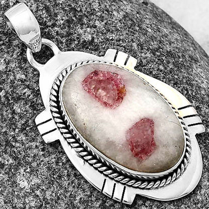 Natural Pink Tourmaline in Quartz Pendant P-1463 SDP140655