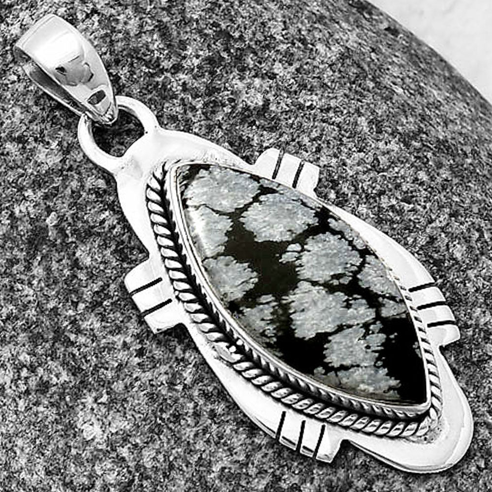 Natural Snow Flake Obsidian Pendant P-1463 SDP140656
