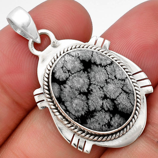 Natural Snow Flake Obsidian Pendant P-1463 SDP140658