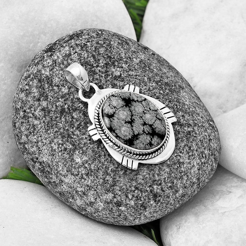 Natural Snow Flake Obsidian Pendant P-1463 SDP140658