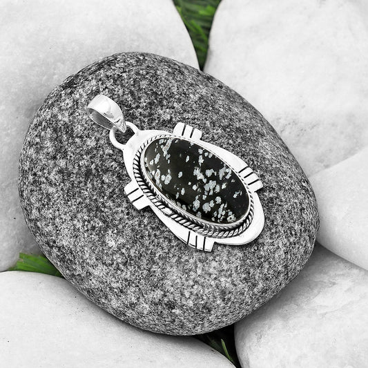 Natural Snow Flake Obsidian Pendant P-1463 SDP140659
