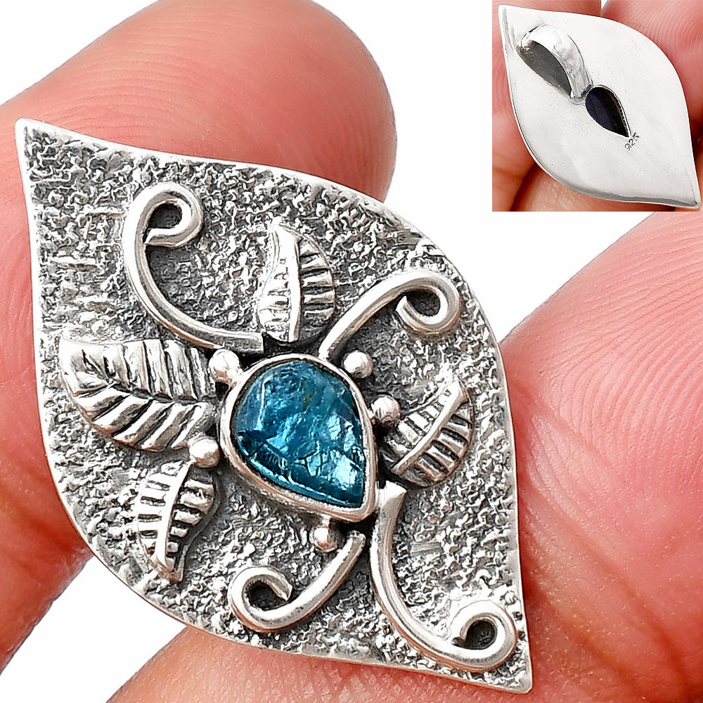 Neon Blue Apatite Rough - Madagascar Pendant P-1518 SDP140724