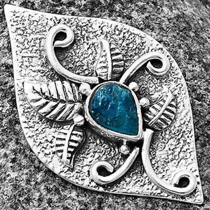 Neon Blue Apatite Rough - Madagascar Pendant P-1518 SDP140724