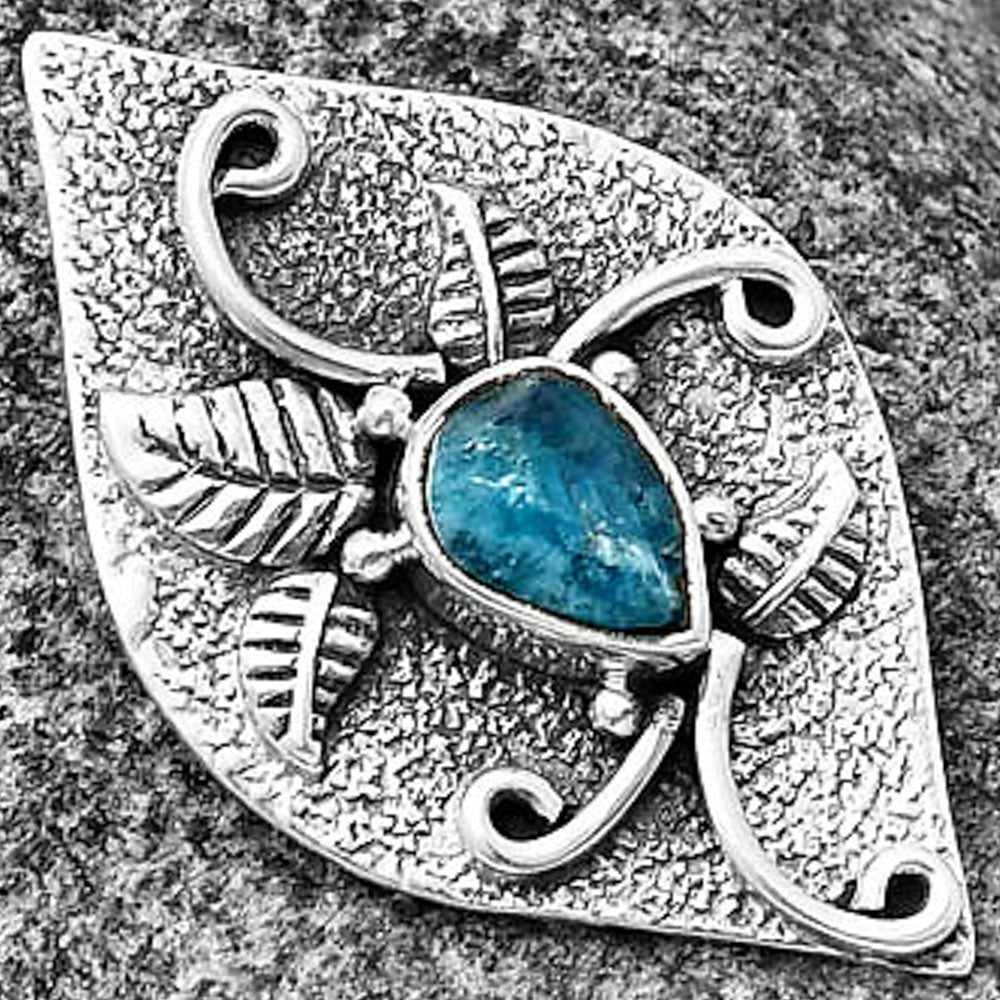 Neon Blue Apatite Rough - Madagascar Pendant P-1518 SDP140727