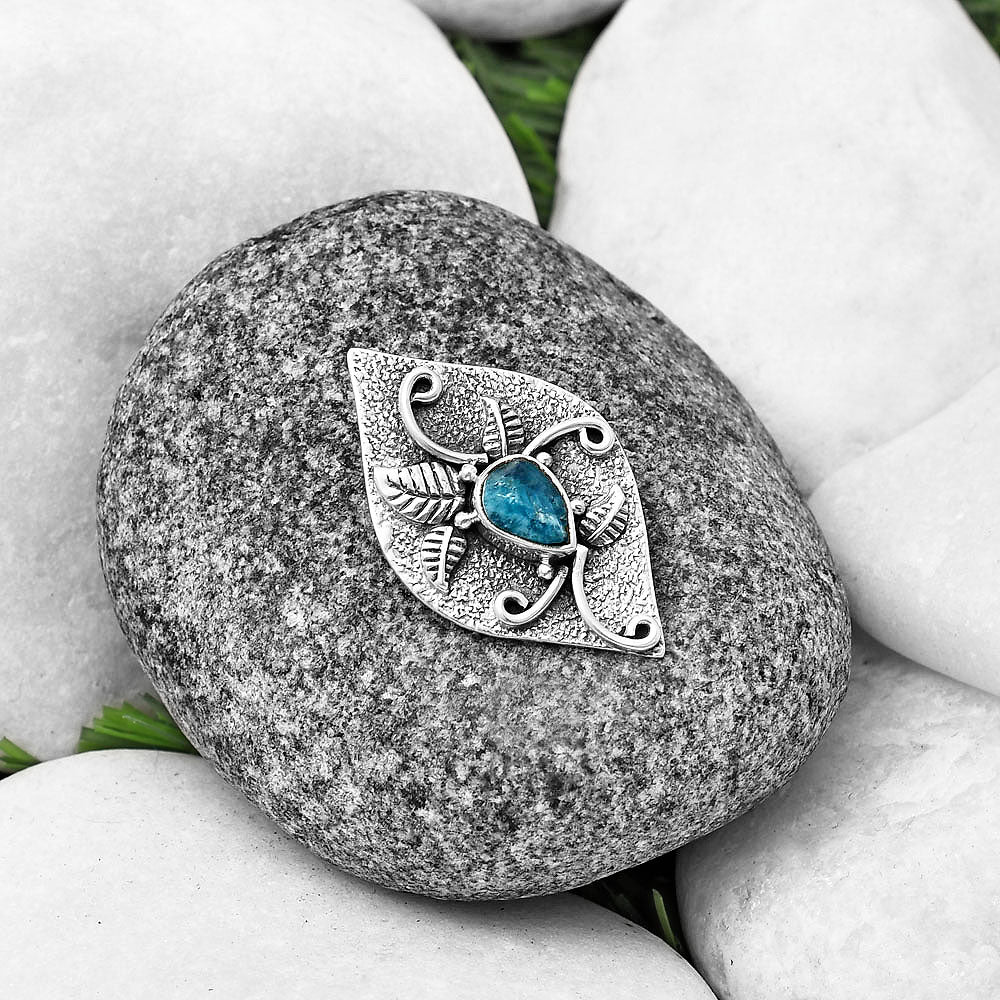 Neon Blue Apatite Rough - Madagascar Pendant P-1518 SDP140727