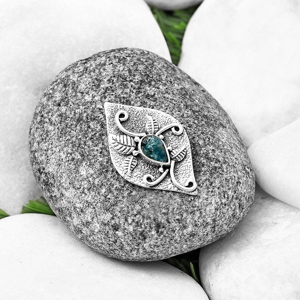 Neon Blue Apatite Rough - Madagascar Pendant P-1518 SDP140734