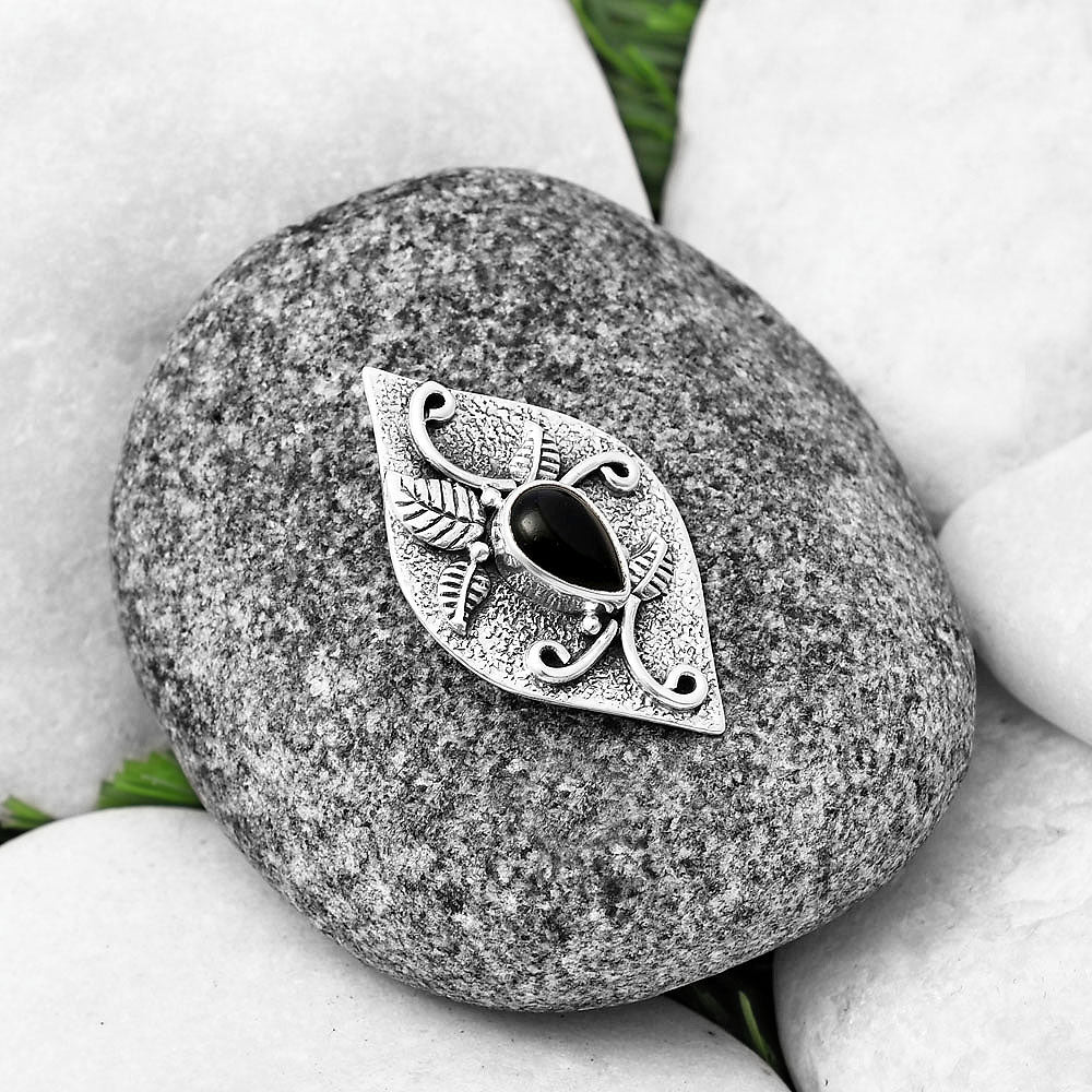 Natural Black Onyx - Brazil Pendant P-1518 SDP140747