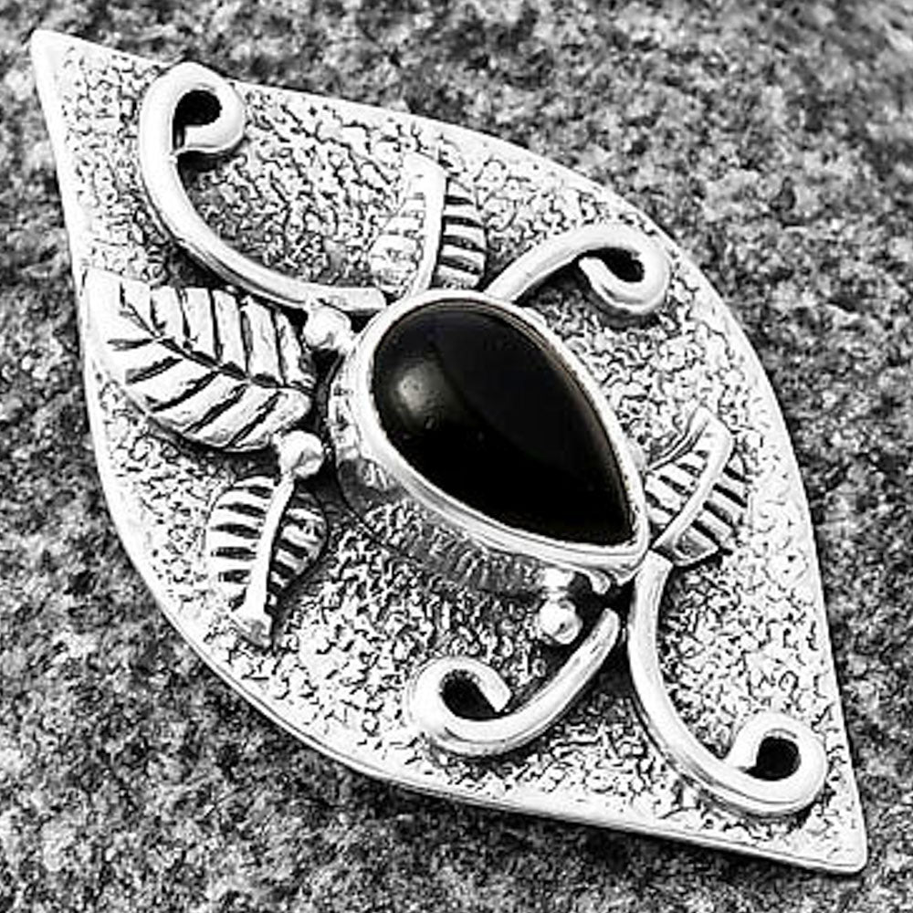 Natural Black Onyx - Brazil Pendant P-1518 SDP140749