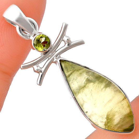 Natural Cloudy Prehnite & Peridot Pendant P-1243 SDP140759