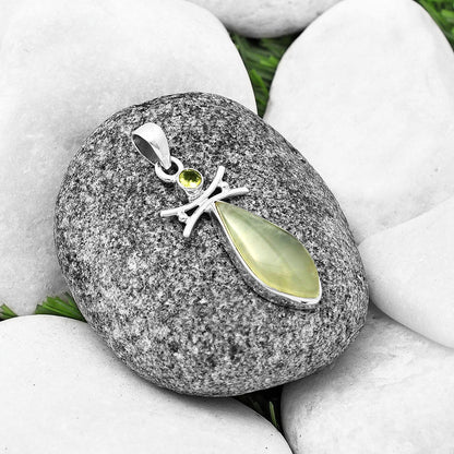 Natural Cloudy Prehnite & Peridot Pendant P-1243 SDP140759