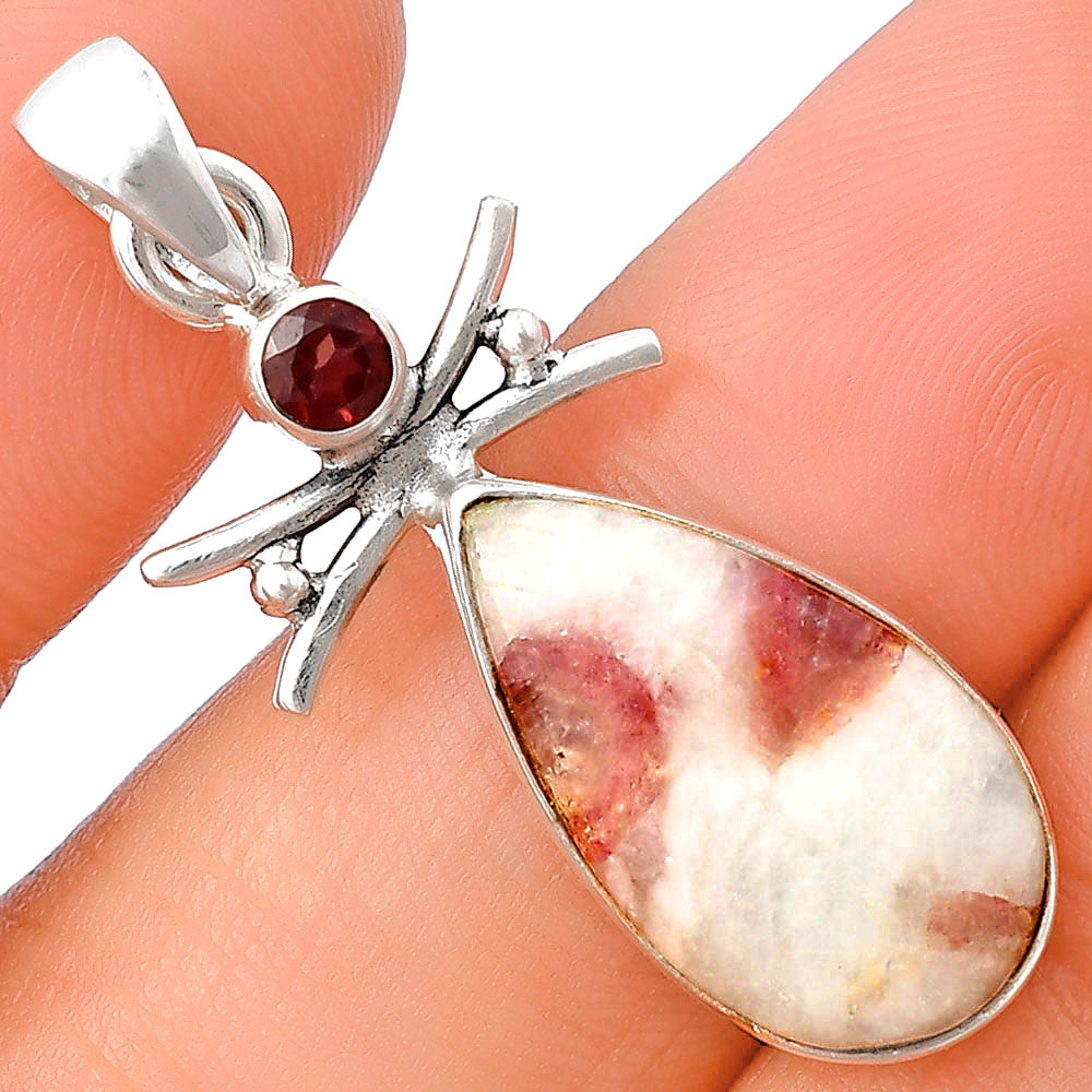 Pink Tourmaline in Quartz & Garnet Pendant P-1243 SDP140760