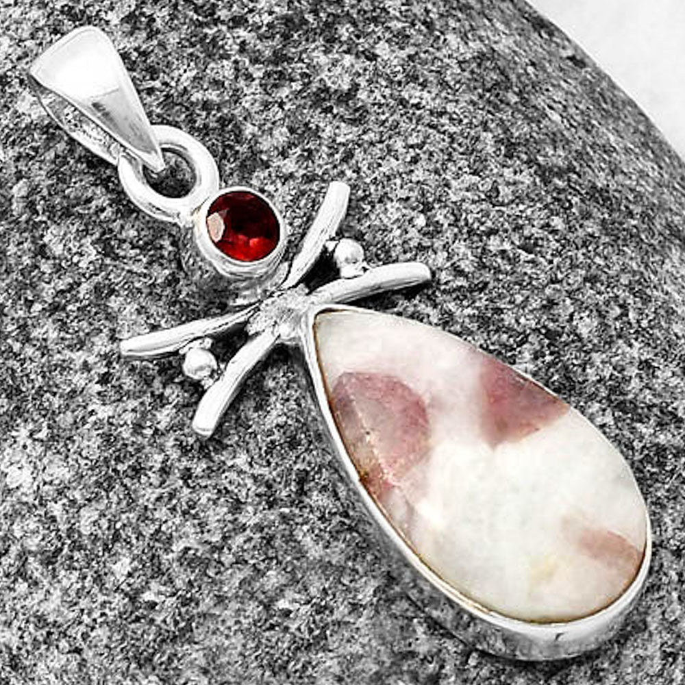 Pink Tourmaline in Quartz & Garnet Pendant P-1243 SDP140760