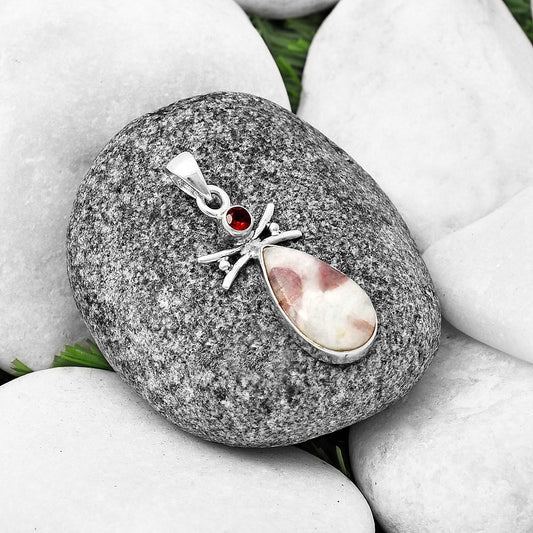 Pink Tourmaline in Quartz & Garnet Pendant P-1243 SDP140760