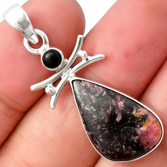 Natural Rhodonite & Black Onyx Pendant P-1243 SDP140761