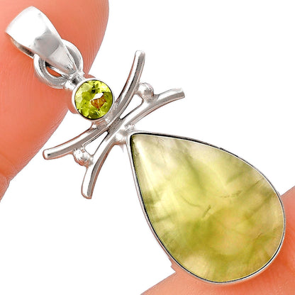 Natural Cloudy Prehnite & Peridot Pendant P-1243 SDP140769