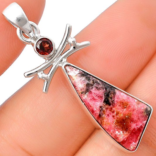 Natural Rhodonite & Garnet Pendant P-1243 SDP140771