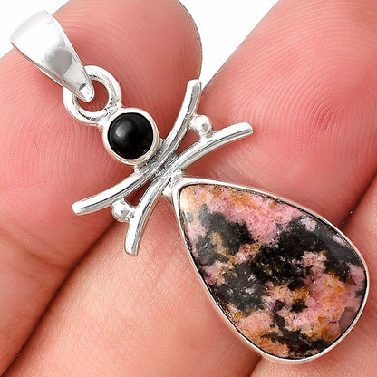 Natural Rhodonite & Black Onyx Pendant P-1243 SDP140772