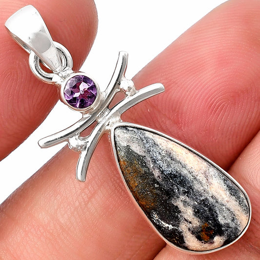 Natural Porcelain Jasper & Amethyst Pendant P-1243 SDP140781