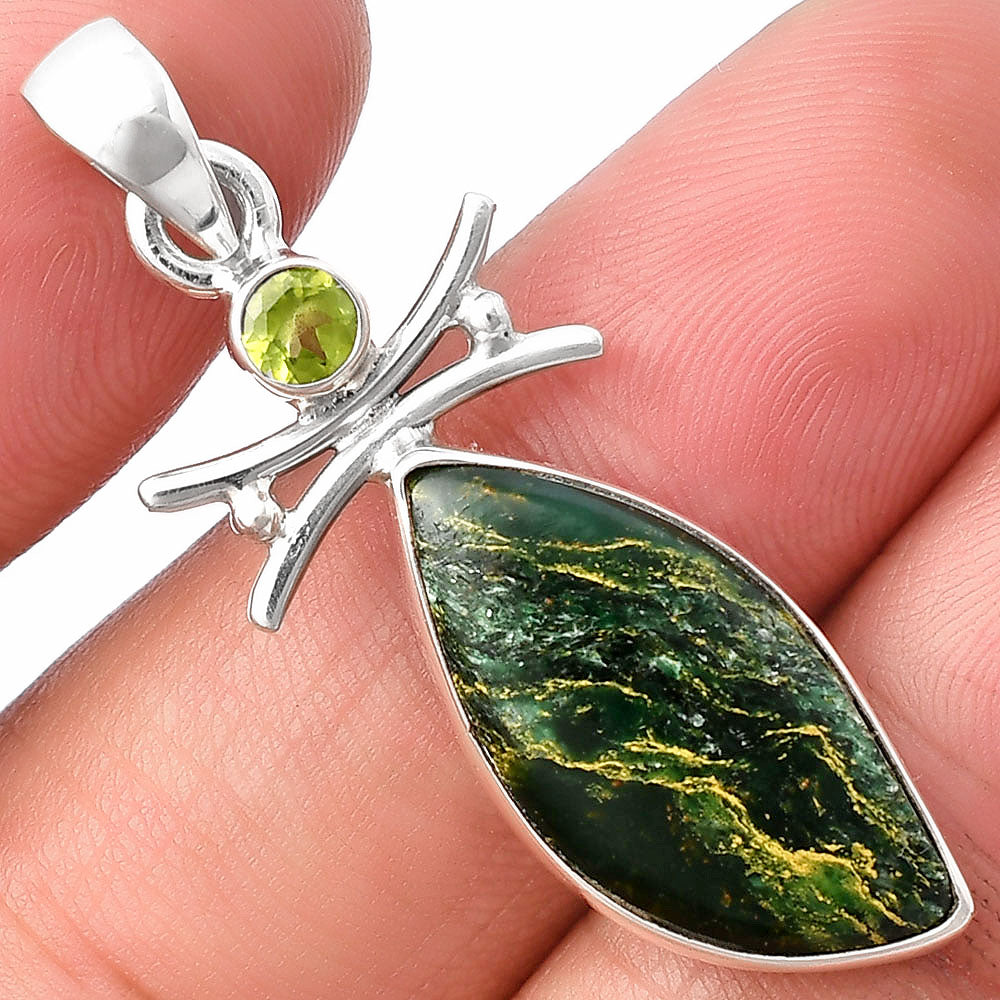 Natural Green Fuchsite & Peridot Pendant P-1243 SDP140786