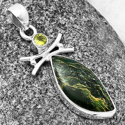 Natural Green Fuchsite & Peridot Pendant P-1243 SDP140786