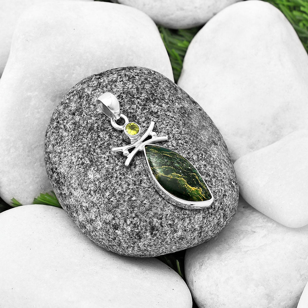 Natural Green Fuchsite & Peridot Pendant P-1243 SDP140786