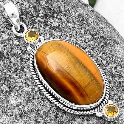 Natural Tiger Eye - Africa & Citrine Pendant P-1023 SDP140892