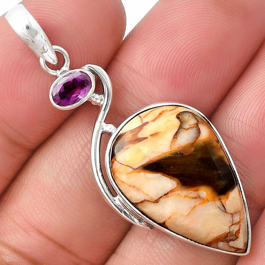 Natural Peanut Wood & Amethyst Pendant P-1026 SDP140921