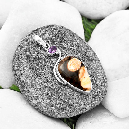 Natural Peanut Wood & Amethyst Pendant P-1026 SDP140929